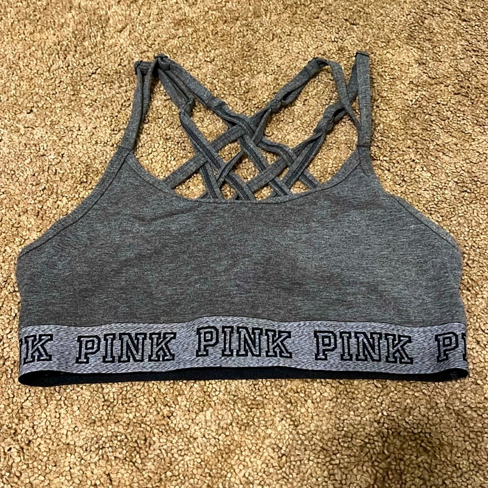 Victoria's Secret PINK Logo criss cross sports bra